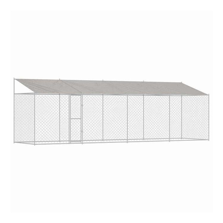 vidaXL 屋根付き犬用ケージ シルバー 800 x 200 x 256 cm スチールとPE 動物&ペット用品 ペット用品 犬用品 犬小屋・ドッグラン(代引不可)｜リコメン堂インテリア館