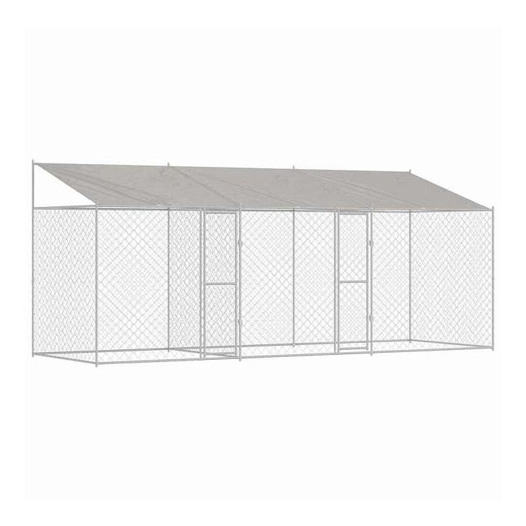 vidaXL 屋根付き犬用ケージ シルバー 600 x 200 x 256 cm スチールとPE 動物&ペット用品 ペット用品 犬用品 犬小屋・ドッグラン(代引不可)｜リコメン堂インテリア館 35,721円