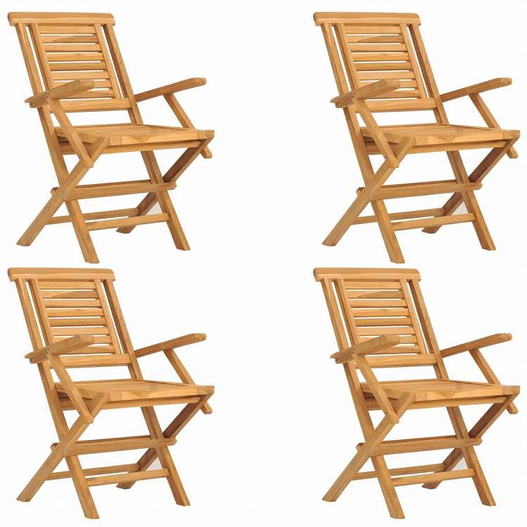 vidaXL 折りたたみガーデンチェア 4点 56x63x90 cm チーク無垢材家具 アウトドア家具 屋外椅子 アウトドアベンチチェア(代引不可)