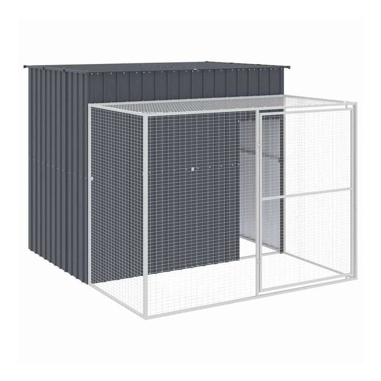 vidaXL ドッグハウス(ラン付き) アンスラサイト 214x253x181 cm 亜鉛メッキ鋼 動物&ペット用品 ペット用品 犬用品 ドッグハウス(代引不可)【送料無料】