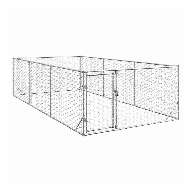 vidaXL 屋外用犬小屋 ドア付き 2x4x1m 亜鉛メッキ鋼 動物&ペット用品 ペット用品 犬用品 ドッグハウス(代引不可)【送料無料】