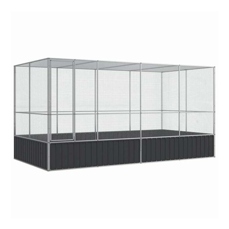 vidaXL 鳥小屋 拡張付き シルバー 418x207x212 cm スチール 動物&ペット用品 ペット用品 鳥用品 取りかご・スタンド(代引不可)【送料無料】