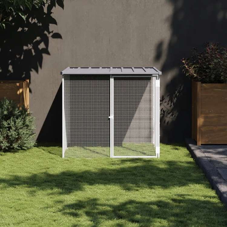 vidaXL 屋根付きチキンケージ ライトグレー 103x98x90 cm 亜鉛メッキ鋼動物&ペット用品 ペット用品 小動物用品 小動物 飼育・ケージ(代引不可)