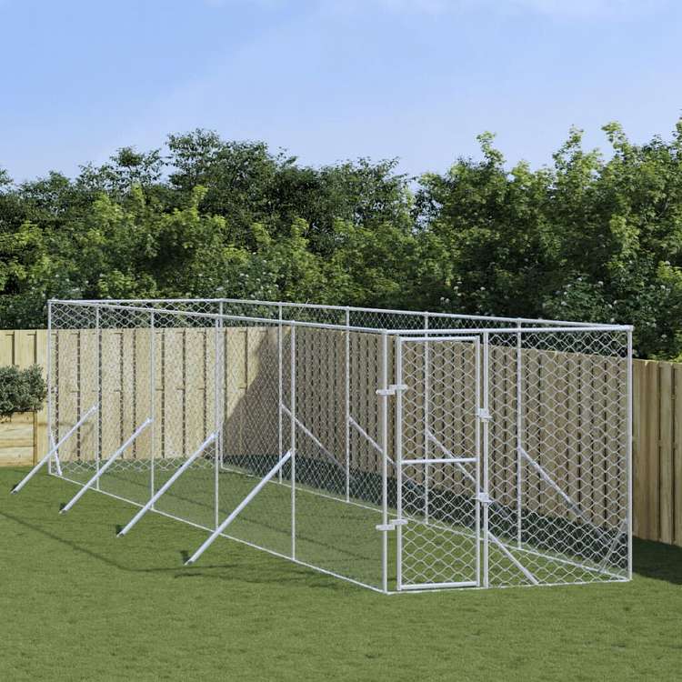vidaXL 屋外用犬小屋 シルバー 2x10x2m 亜鉛メッキ鋼製Animals & Pet Supplies ペット用品 犬用品 犬小屋・ドッグラン(代引不可)|リコメン堂インテリア館