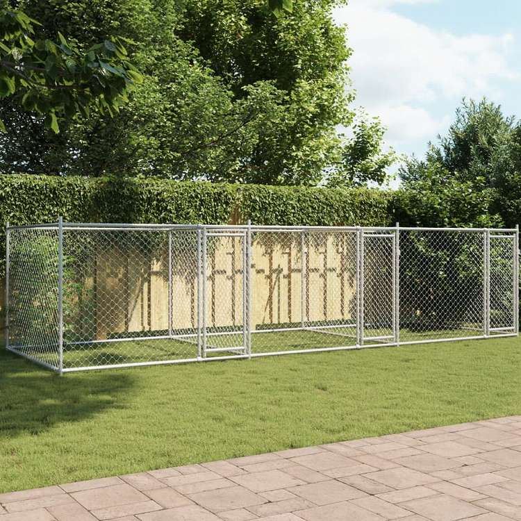 vidaXL 犬用ケージ ドア付き グレー 6x2x1.5 m 亜鉛メッキ鋼Animals & Pet Supplies ペット用品 犬用品 犬小屋・ドッグラン(代引不可)