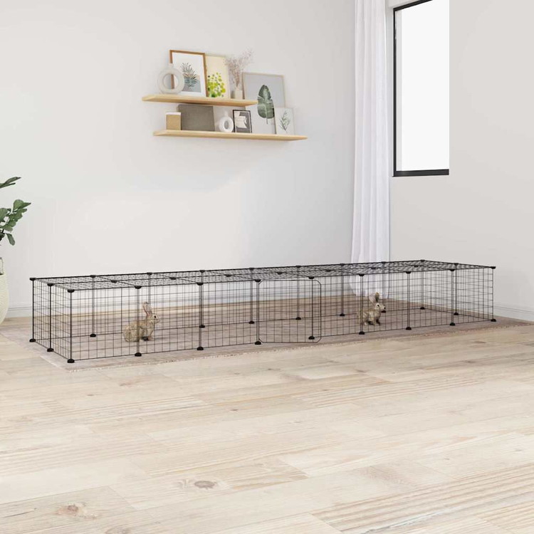 vidaXL ペットケージ パネル36枚 扉付き ブラック 35x35cm スチール動物&ペット用品ペット用品小動物用品小動物 飼育・ケージ(代引不可)