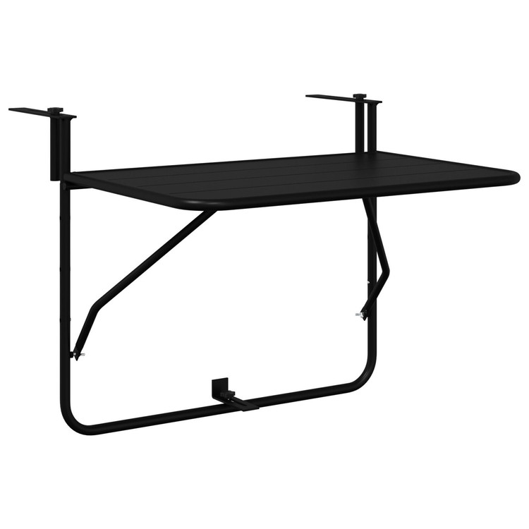 vidaXL ハンギングバルコニーテーブル 折りたたみ ブラック 60x40cm スチール家具 アウトドア家具 アウトドアテーブル(代引不可)
