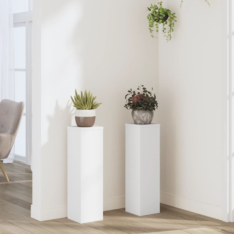 vidaXL プラントスタンド 2個 ホワイト 17×17×60cm エンジニアードウッド 芝 ガーデン ガーデニング 植物スタンド(代引不可)