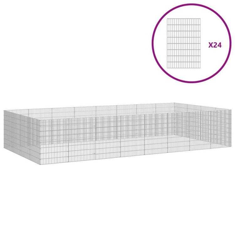 vidaXL 放し飼い動物用囲い 24パネル 54×80cm 亜鉛メッキ鉄板 動物 ペット用品 ペット用品 小動物用品 小動物 飼育 ケージ(代引不可)