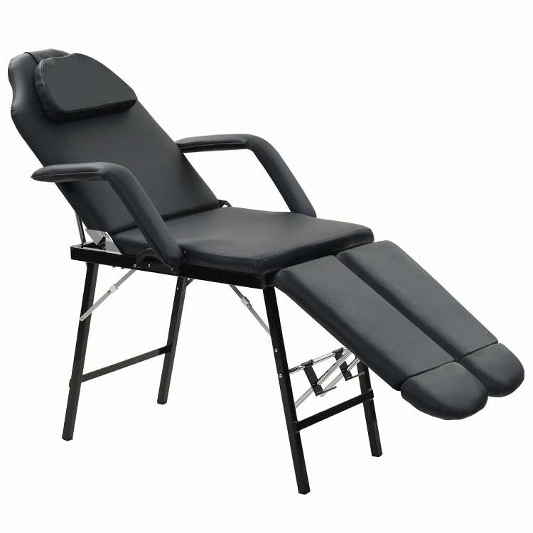 vidaXL 携帯用 フェイシャルエステチェア 合成皮革 185x78x76cm ブラック ヘルス&ビューティー パーソナルケア マッサージ・リラクゼーション マッサージチェア|リコメン堂インテリア館