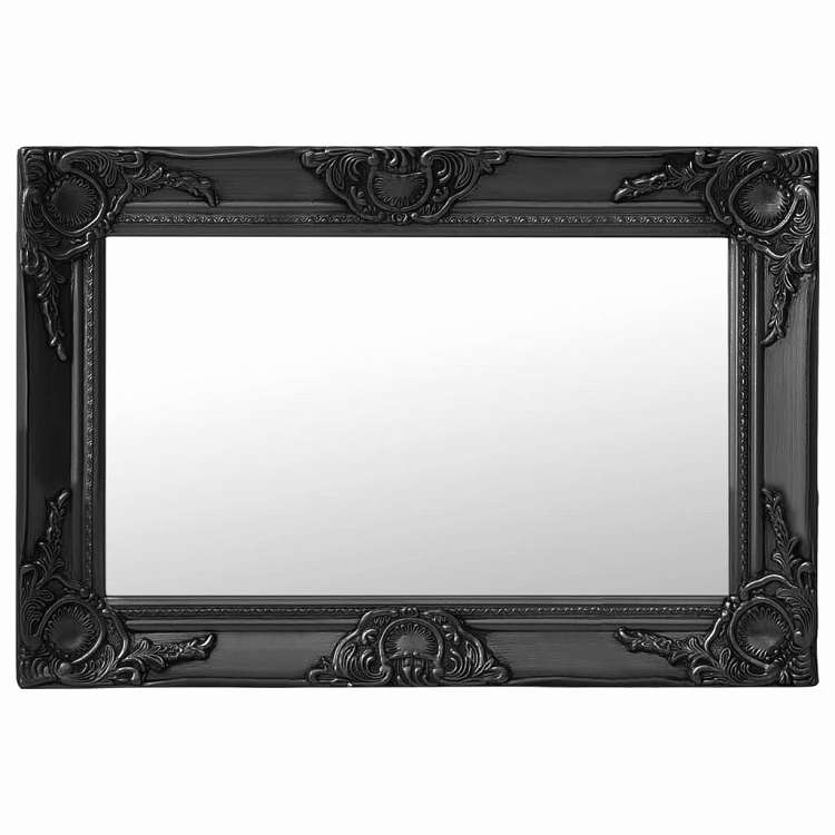 vidaXL ウォールミラー バロック調 60x40cm ブラック ホーム&ガーデン デコレーション 鏡