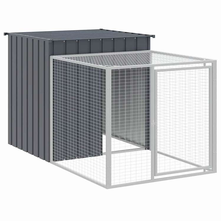 vidaXL 鶏小屋(ラン付き) アンスラサイト 110x201x110 cm 亜鉛メッキ鋼 動物&ペット用品 ペット用品 小動物用品 小動物 飼育・ケージ