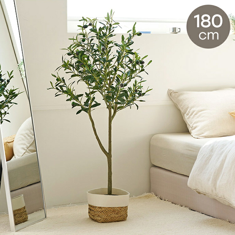 roommhome オリーブの木 180cm フェイクグリーン 人工観葉植物 造花 観葉樹 室内 観葉植物 オリーブ グリーン ルームアンドホーム(代引不可)【送料無料】｜リコメン堂キッチン館