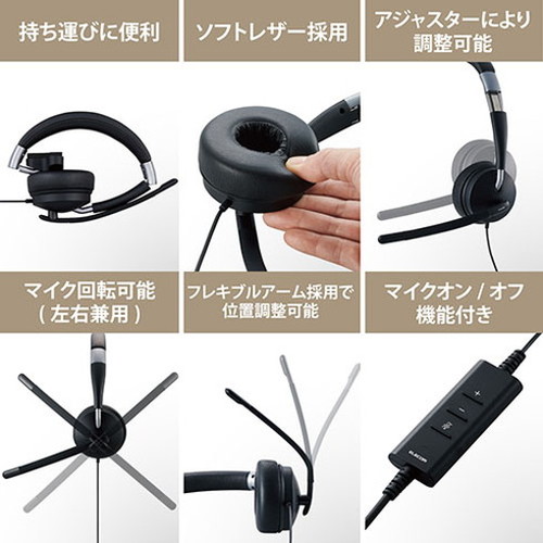 エレコムデュアルマイクノイズリダクション有線ヘッドセットUSB片耳HS-HP100UNCBK(代引不可)【送料無料】