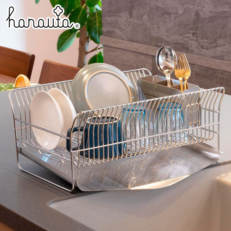 hanauta 水切りラック コンパクト 縦置きタイプ 箸立て付き シルバー 日本製 燕三条 ハナウタ ステンレス製 キッチン収納 水切りラック 水切りかご ディッシュドレイナー(代引不可)【送料無料】