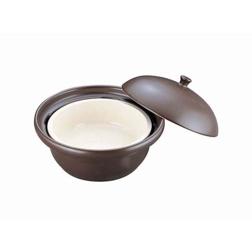 ミナミ産業 萬来鍋 丸型こげ茶 (蒸気二重鍋方式) 大 2～4人前用 QNB2001【送料無料】