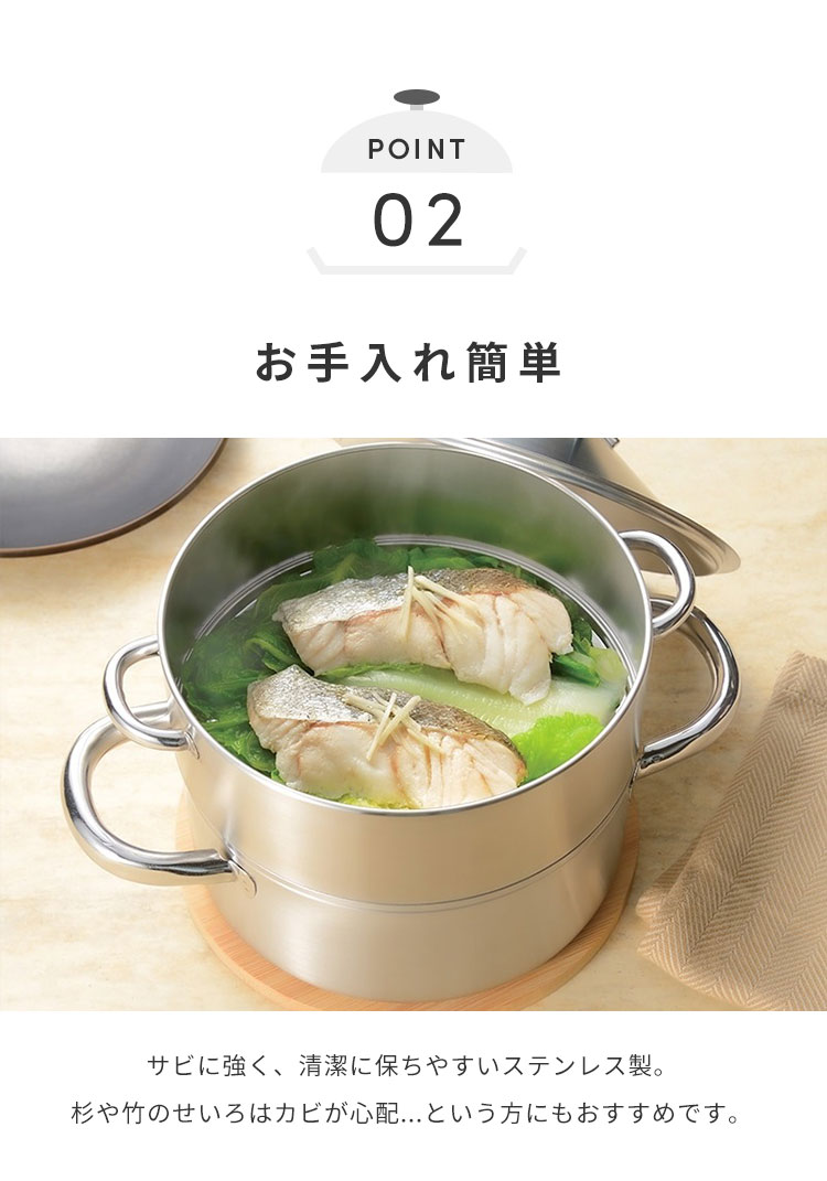 日本製造 燕三條 易於清潔！ 18cm三層不鏽鋼蒸籠 瓦斯爐電磁爐適用 蒸籠組 全不鏽鋼 易於使用 兩層三層蒸籠 蒸肉包 蔬菜蒸籠 [包郵]