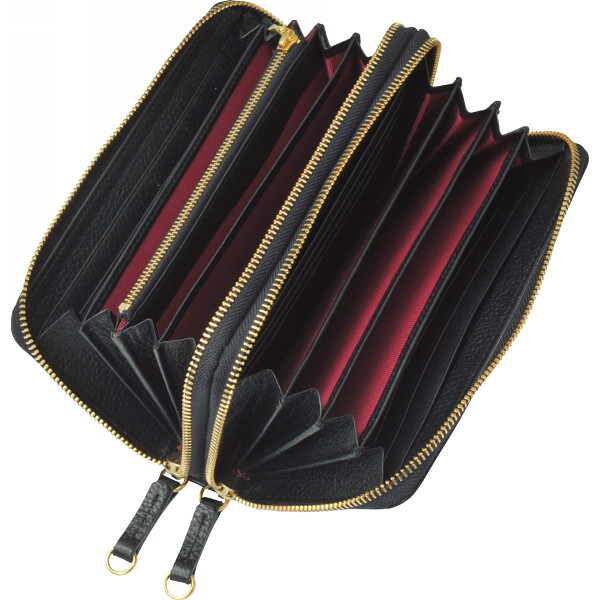 良品工房 日本製牛革ダブル多機能財布 ブラック 良品工房 カバン 財布