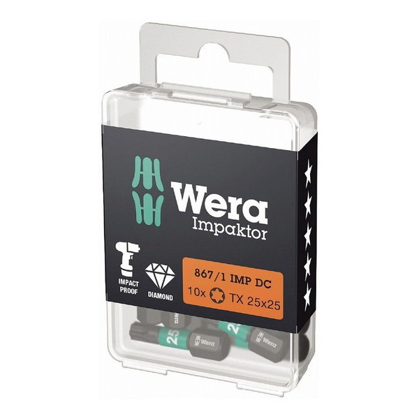 WERA ベラ インパクトドライバー用 ドライバービット 10個入り 刃先サイズT15 全長25mm 057623(代引不可)【送料無料】