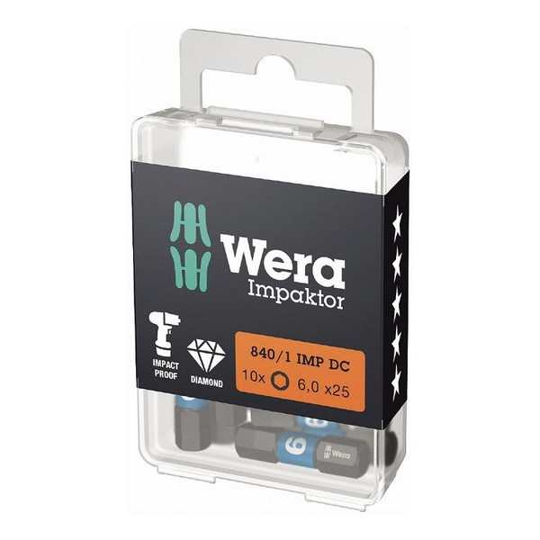 WERA ベラ Hex-Plus ヘックスプラス ダイヤモンドコーティングドライバービット 10個入り 刃先サイズ3 全長25mm 057603(代引不可)【送料無料】