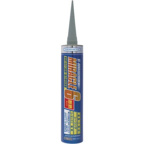 ヘルメチック 多用途弾性防水接着剤 Miracle6 耐熱タイプ グレー 333ml MIRACLE6TNGY333 化学製品 接着剤 補修剤 接着剤1液タイプ(代引不可)【送料無料】