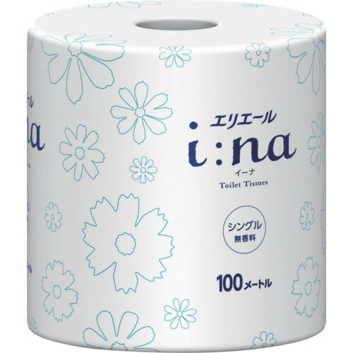 エリエール i:naトイレットティシューシングル100m個包装 無香料(21000442/21001140) 21001140 清掃 衛生用品 労働衛生用品 トイレ用品(代引不可)【送料無料】