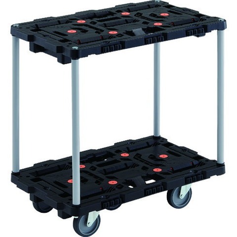 TRUSCO トラスコ 連結式樹脂製2段台車 ビートル 700X450 自在5輪 ハンドルナシ BT720J5E100(代引不可)【送料無料】
