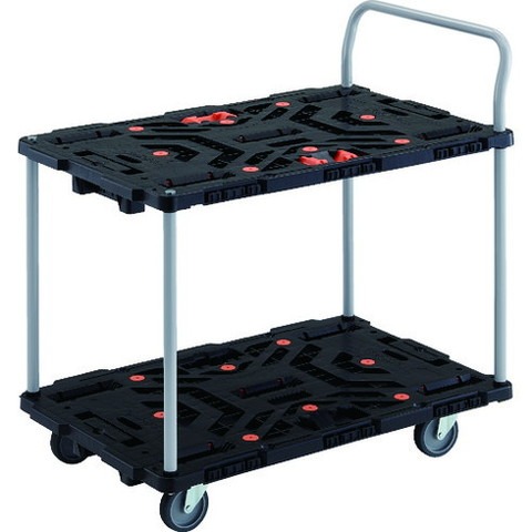 TRUSCO トラスコ 連結式樹脂製2段台車 ビートル 900X600 自在5輪 トメタロウ ハンドル付 BT924J5E100T 組立品 組立設置不可(代引不可)【送料無料】｜リコメン堂生活館
