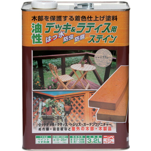 ニッぺ 油性デッキ&ラティス 3.2L シャドウグレー HUH008-3.2 4976124525889 工事 照明用品 塗装 内装用品 塗料(代引不可)【送料無料】
