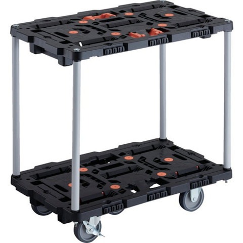 TRUSCO トラスコ 連結式樹脂製2段台車 ビートル 700X450 自在3輪 内2輪ストッパー付 トメタロウ付 ハンドルナシ BT720J3S2E100T 組立品 組立設置不可(代引不可)【送料無料】｜リコメン堂生活館