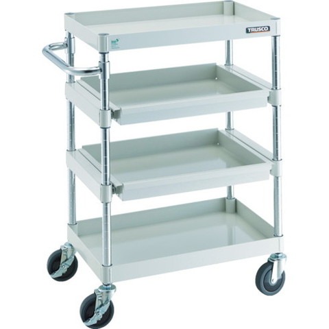 TRUSCO トラスコ フェニックスワゴン 省音 600X400 4段 スライド2段付 W色 PEW962M2W 組立品 組立設置不可(代引不可)【送料無料】