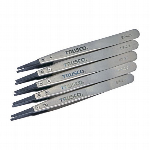 TRUSCO マトメ買イ ESDチップピンセット 先平型 先端幅2.3mm 5本入リ TRUSCO EP2.3M5 手作業工具 プライヤー ニッパ ピンセット ピンセット(代引不可)【送料無料】