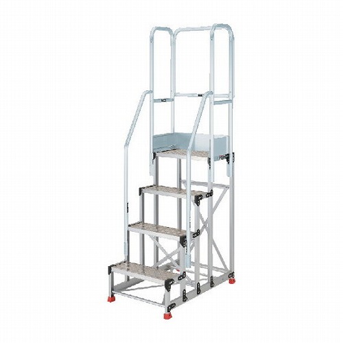 TRUSCO アルミ製作業用踏台 縞板タイプ 4段 高サ1.2m 天板寸法600×400 段高300mm フルセット手スリ付キ TRUSCO TSFC4612TF300 工事 照明用品 はしご 脚立 作業台(代引不可)【送料無料】