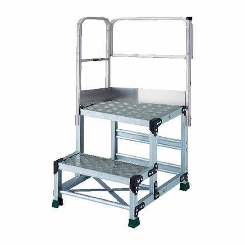 TRUSCO アルミ製作業用踏台 縞板タイプ 2段 高サ0.7m 天板寸法500×400 段高350mm 天場二方手スリ付キ TRUSCO TSFC257TL350 工事 照明用品 はしご 脚立 作業台(代引不可)【送料無料】