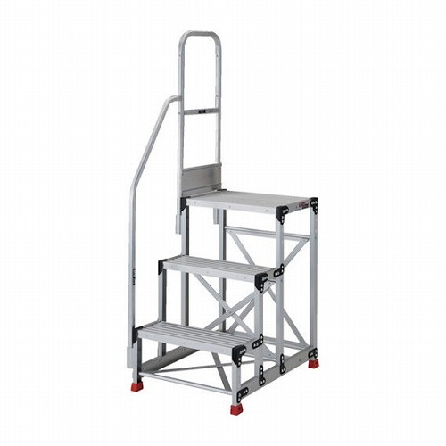 TRUSCO アルミ製作業用踏台 3段 高サ0.9m 天板寸法600×400 ステップ奥行250mm 階段片手スリ付キ TRUSCO TSF36259TK300 工事 照明用品 はしご 脚立 作業台(代引不可)【送料無料】