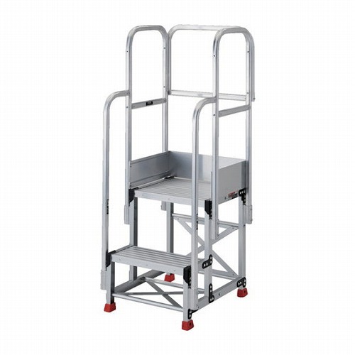 TRUSCO アルミ製作業用踏台 2段 高サ0.5m 天板寸法800×400 段高250mm フルセット手スリ付キ TRUSCO TSF285TF250 工事 照明用品 はしご 脚立 作業台(代引不可)【送料無料】|リコメン堂生活館