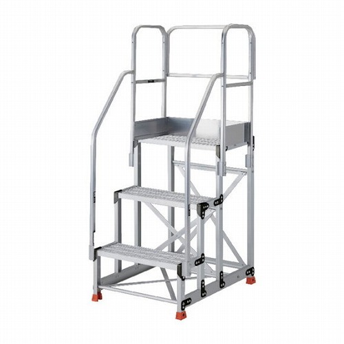 TRUSCO アルミ製作業用踏台 グレーチングタイプ 3段 高サ0.9m 天板寸法600×400 段高300mm フルセット手スリ付キ TRUSCO TSFGR369TF300 工事 照明用品 はしご 脚立 作業台(代引不可)【送料無料】