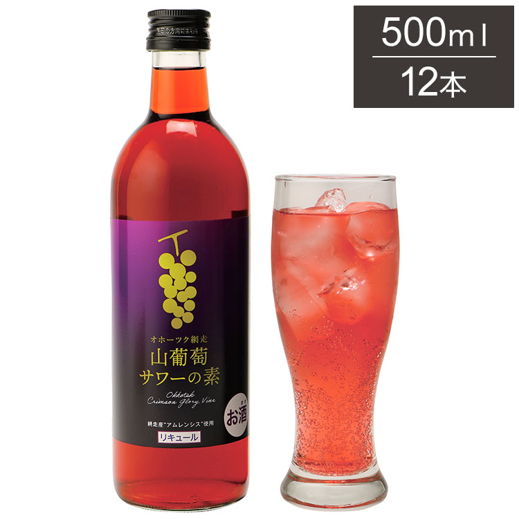 オホーツク 網走 山葡萄サワーの素 1ケース 500ml 12本 リキュール サワー ブドウサワー 網走ビール 北海道 網走 クラフトビール 日本 国産 瓶 炭酸 チューハイ(代引不可)【送料無料】