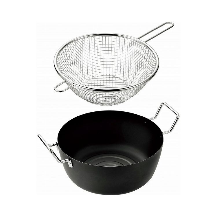 日本製 燕三条 天ぷら鍋22cm&手付きフライヤー22cm(代引不可)【送料無料】