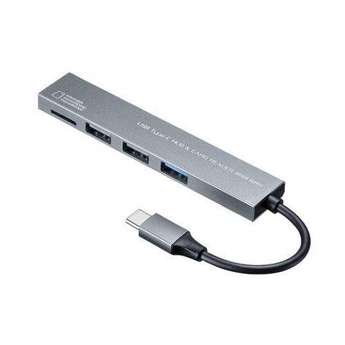 【5個セット】 サンワサプライ Type-C 3ポート コンボスリムハブ microSDカードリーダー付き USB-3TCHC19SX5(代引不可)【送料無料】