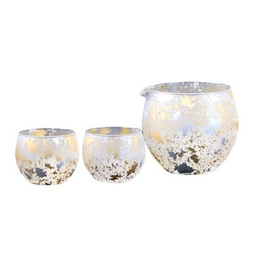 ウチキ 喜箔グラス 一合 酒器セット 金箔・銀箔を使った石川県・山中漆器由来の伝統工芸品 KH-014 キッチン雑貨(代引不可)【送料無料】｜リコメン堂生活館
