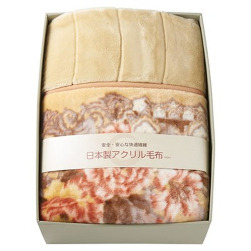 日本製アクリルマイヤー衿付き合せ毛布 毛羽部分 22415809 インテリア(代引不可)【送料無料】｜リコメン堂生活館
