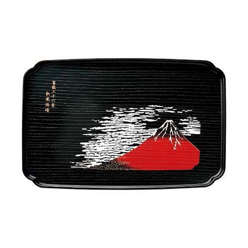 【5セット】 紀州塗 和風カフェトレー 赤富士 贈り物や記念品に最適な万能トレー (19.3×29.7×2cm・ABS樹脂) 日本製 4120-062X5【送料無料】