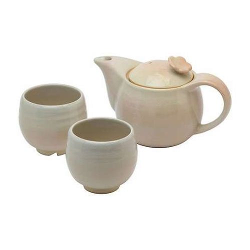 萩焼 姫土茶の間セット(茶こし付) 【碗(約φ8×7cm)×2、ポット(約10.5×10cm・400ml)×1】 C7116105(代引不可)【送料無料】