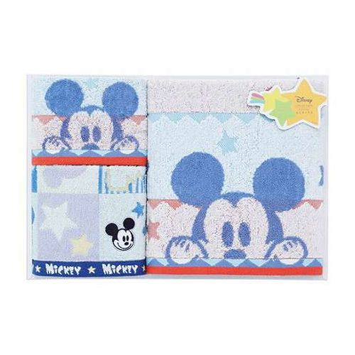 Disney ディズニー ハピネスフレーク タオルセット ブルー 【コンパクトバスタオル・フェイスタオル・ゲストタオル】 ミッキー・ミニー 22614012(代引不可)【送料無料】