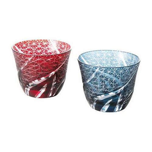 吉兆 吉兆切子グラスペア 【約100ml・約φ76×60mm×2】 22609206(代引不可)【送料無料】