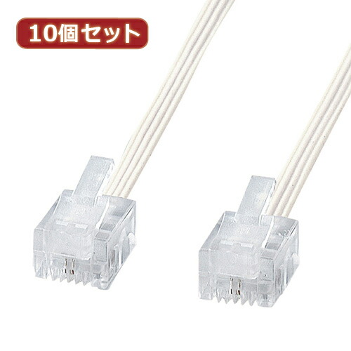 【10個セット】 サンワサプライ やわらかスリムケーブル(白) TEL-S2-7N2 TEL-S2-7N2X10(代引不可)【送料無料】