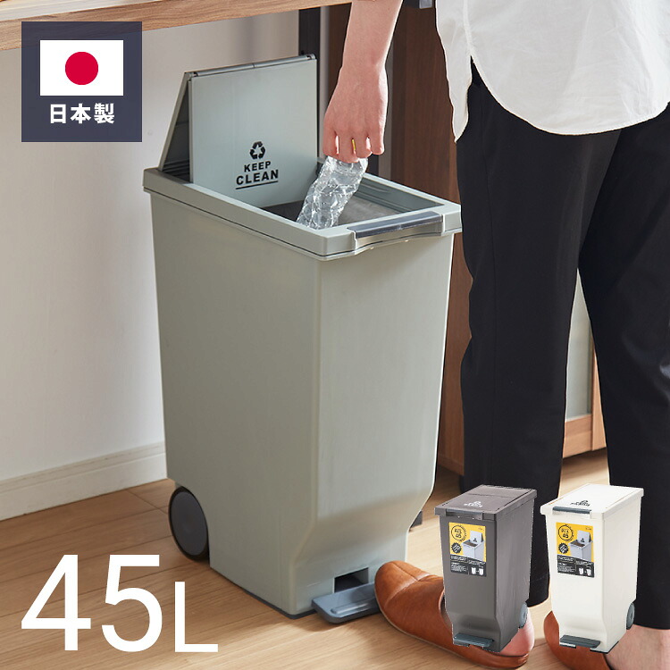 ゴミ箱 ごみ箱 ダストボックス 45L 幅26 奥行44.5 高さ58 ペダル式 シンプル 縦型 おしゃれ 蓋つき ペール トラッシュボックス 省スペース フラップ扉 スリム(代引不可)【送料無料】