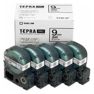 キングジム テプラPROテープエコパック 透明ラベル5個入 1 箱 ST9K-5P 文房具 オフィス 用品【送料無料】