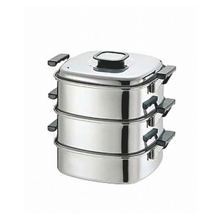 神子島製作所 PE 18-0角蒸器 3段24cm 240x240 045035【送料無料】